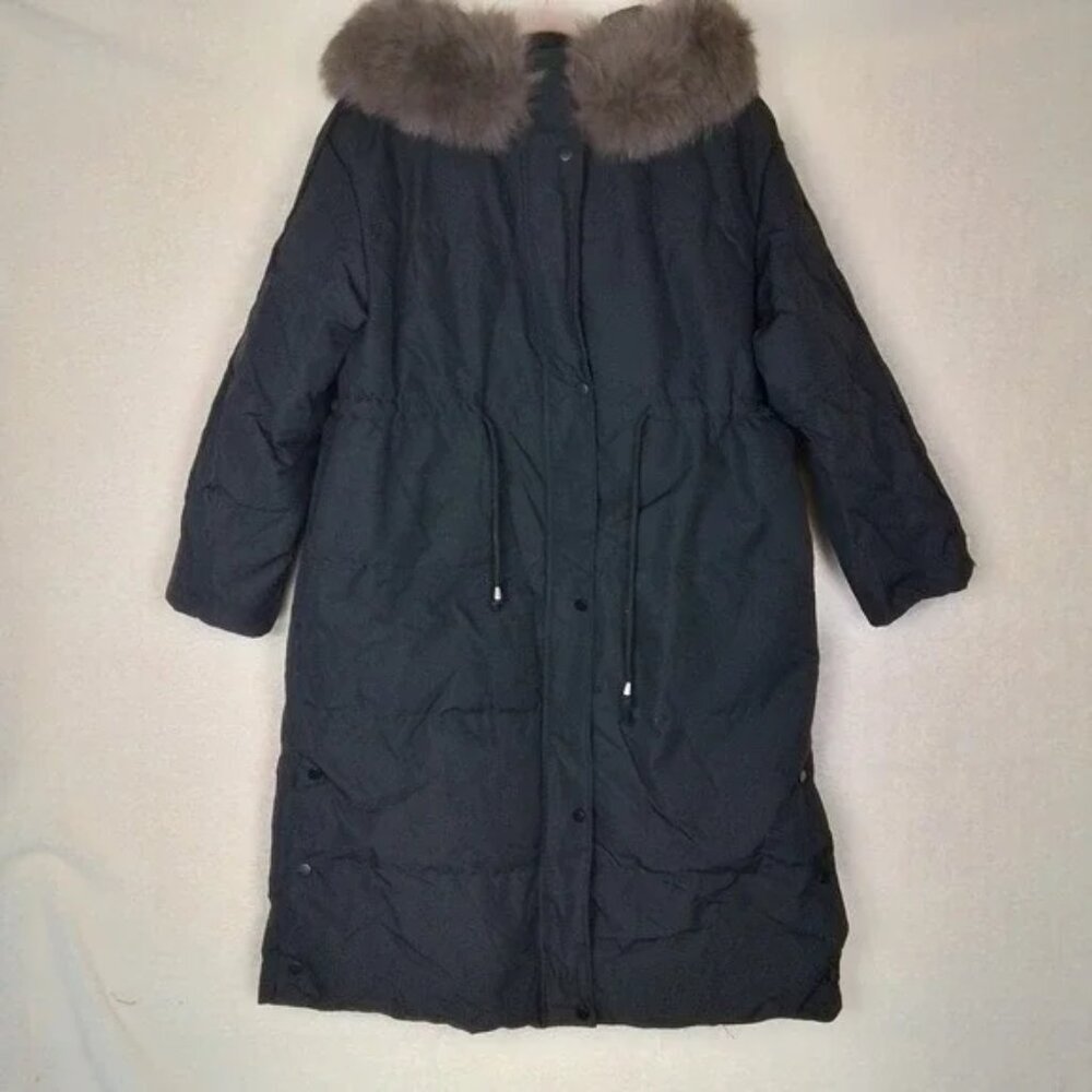 IBELL Zhang Long‎ Winter Parka Size Large In Black w/ Fur Trim Hood